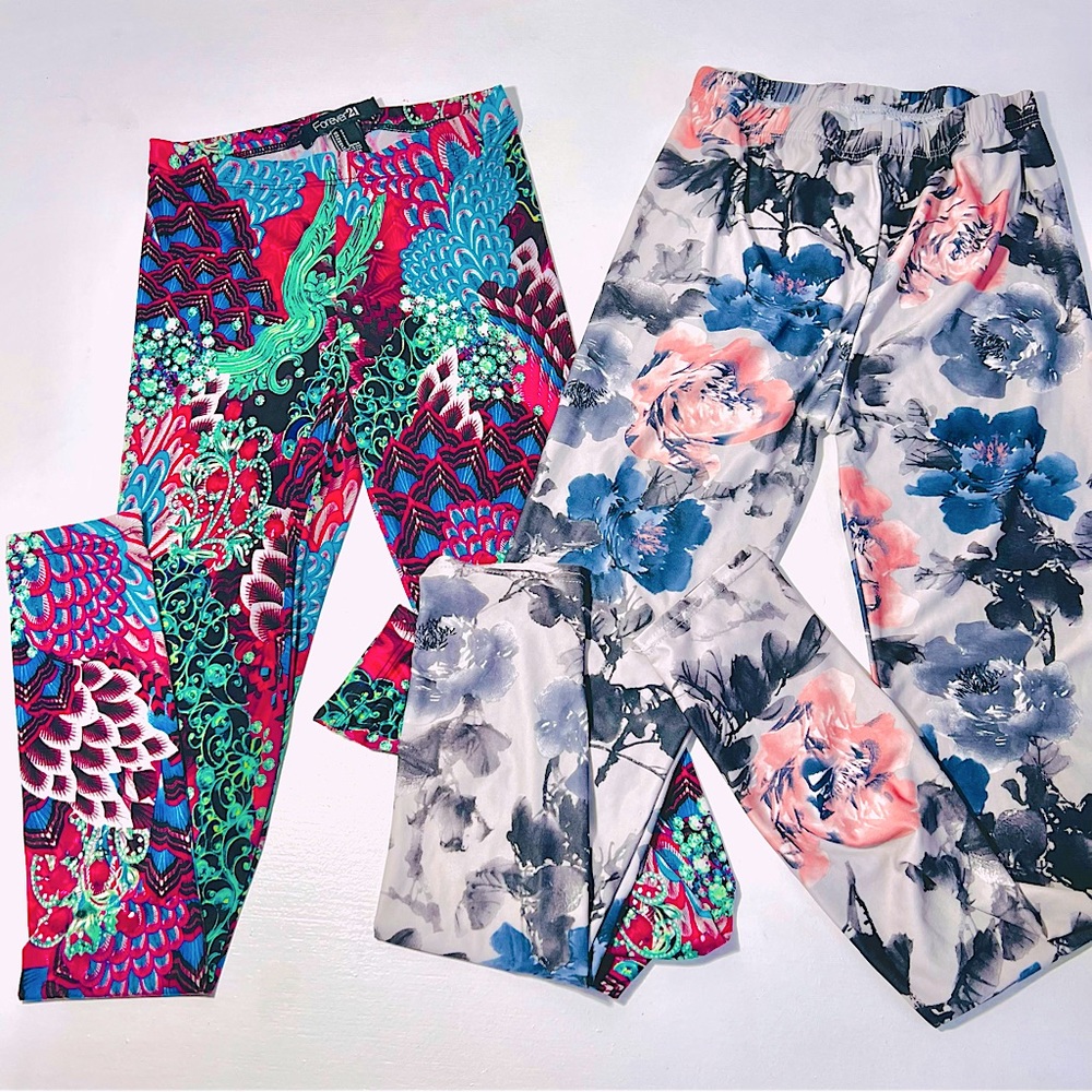 Two Pairs Of Beautiful Print Leggings! // S - image 1